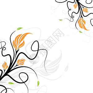 矢量花卉背景植物滚动插图叶子漩涡曲线背景图片