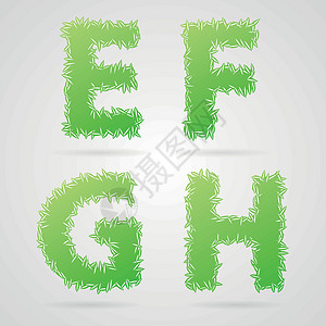 矢量叶字母白色阴影数字叶子坡度绿色生态背景图片