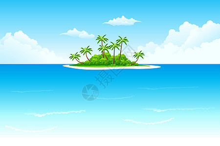 热带岛屿蓝色地平线海滩冲浪场景插图海景天空海浪季节背景图片