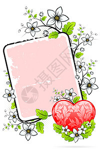 情人节卡蜜月叶子广告卡片红色插图背景图片