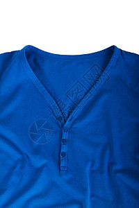 蓝色T恤衫男人衬衫纺织品棉布白色背景图片
