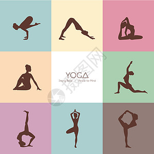 瑜伽是女人的轮廓女性活力健身房绘画文化闲暇舞蹈家身体沉思插图图片
