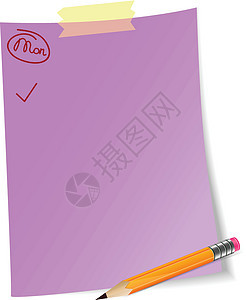 每日计划纸粉色议程铅笔笔记床单贴纸紫色规划师命令背景图片