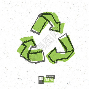 Go Green概念海报 配有回收标志 矢量图片
