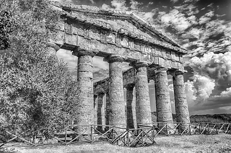 希腊塞盖斯塔寺庙吸引力石头目的地柱廊景点考古学旅行建筑学纪念碑历史性图片