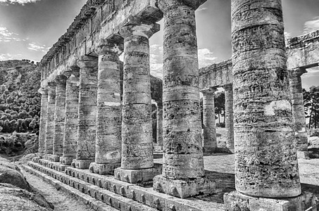 希腊塞盖斯塔寺庙遗产纪念碑历史性古董历史目的地柱子废墟旅游考古学图片
