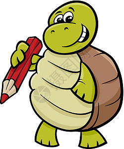 带有铅笔漫画插图的乌龟图片