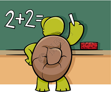 黑板漫画插图上的海龟背景图片