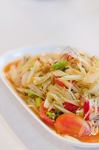 辣辣木薯沙拉胡椒热带水果美食午餐木瓜蔬菜沙拉食物文化图片