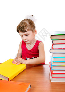 带书的小女孩教科书女性裙子家庭作业微笑检查娘娘腔训练学校知识背景图片
