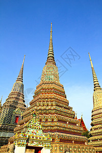 扫管笏在泰国曼谷的Wat Pho 真实的泰国建筑佛塔寺庙宗教建筑学文化宝塔地标历史吸引力旅游背景