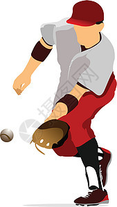 棒球球选手 矢量插图团队面糊星星捕手玩家猛男手套头盔活动蝙蝠图片