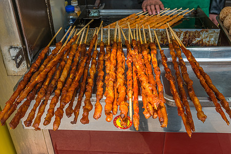 上海街头中国上海传统中国街头食品菜食烹养业背景