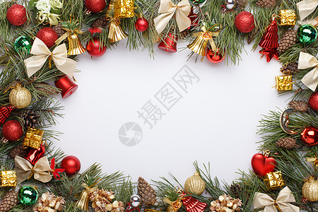 圣诞节框架盒装星星云杉玩具物品枞树松针花彩商业丝带图片