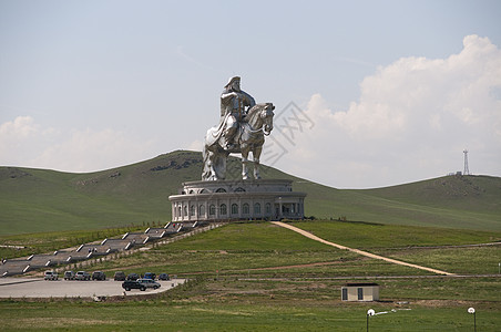 成吉思汗爬坡气势金子太阳楼梯雕像背景图片
