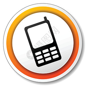 手机图标阴影网站圆形移动橙子徽章黄色贴纸通信电话背景图片