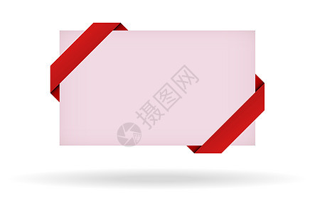白色背景带丝带和阴影的红色红礼卡图片