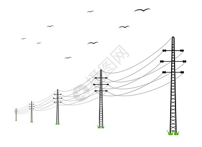 高压电压电线环境公用事业线条力量电源线技术危险网络金属活力插画