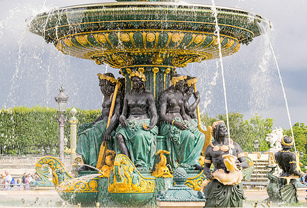 法国巴黎Concorde地点的不老泉方尖碑天空艺术喷泉城市建筑首都旅行景观雕像图片