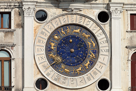 威尼斯 托雷多尔奥罗乔 圣马克的钟塔数字小时十二生肖时间星星圆形天文圆圈行星钟表图片