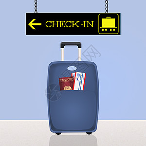 膳宿行李机场海关游客门票飞机场管制托运旅行插图手提箱背景图片