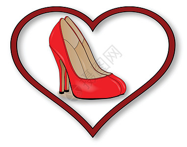 爱情鞋皮革艺术鞋类法庭高跟鞋红色插图绘画艺术品高清图片