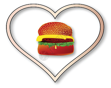爱情汉堡芝士素食艺术艺术品包子插图食物黑芝麻火腿绘画图片