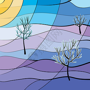 冬季风景气氛地平线植物气候孤独爬坡土地蓝色彩色季节图片