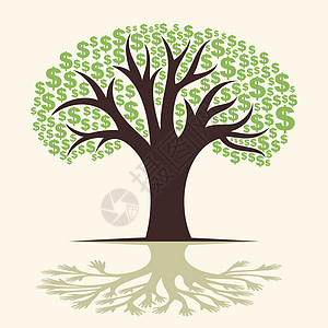 美元树和手树影子矢量图片