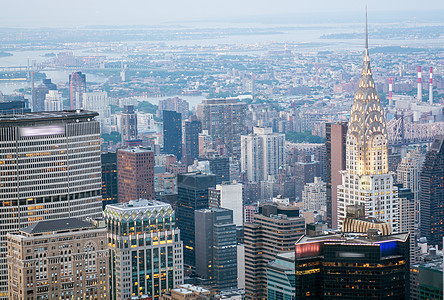 曼哈顿天际的空中景象 纽约市摩天大楼图片
