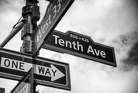 曼哈顿第10街和33街街口街口的街牌图片
