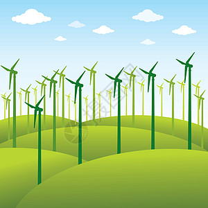 风车或绿色能源背景 vecto图片