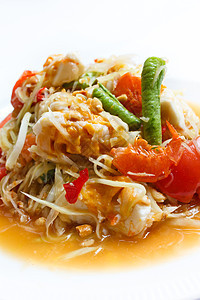 木薯沙拉 泰国菜木头饮食盘子蔬菜美食沙拉热带木瓜餐厅午餐图片