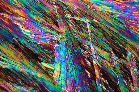 显微镜下的维生素B晶体水晶彩虹硫胺素树枝状食物药品背景树突化学品科学图片