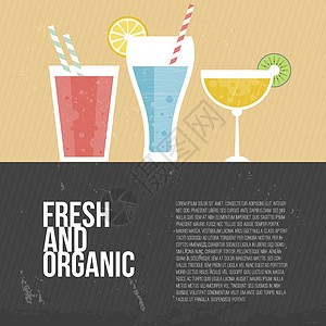 新鲜滑雪菜单稻草餐厅绿色水果传单活力果汁饮品排毒图片