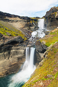 冰岛瀑布海浪石头运动冰川流动天空荒野天蓝色溪流地质学图片