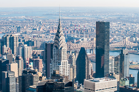 纽约市曼哈顿市中城空中全景和天空观察广场摩天大楼大街场景建筑景观建筑学办公室市中心天线图片