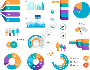 广告图矢量图表图标签和图标插画