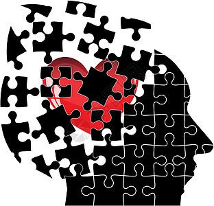 Jigsaw 谜题头人的心脏碎成碎片 矢量图片