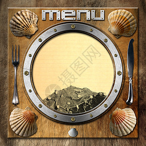 Seafood  菜单模板美食食物窗户厨房笔记螺栓金属刀具酒馆圆圈图片
