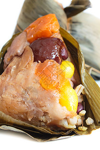 澳门猪扒包炒米 松子或烤肉猪肉马场午餐月球粽子节日芋头饺子细绳食物背景