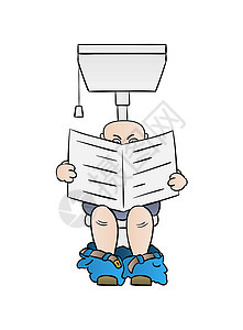 男人在厕所上看报纸图片
