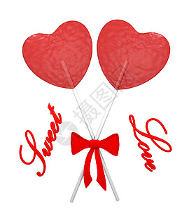 两个红心棒棒糖夫妻糖果心形红色食物周年味道纪念日白色热情图片