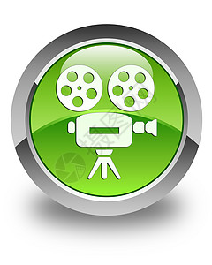 视频相机图标光亮的绿色圆环按钮图片