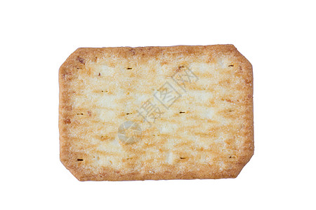 在白色背景上隔离的盐碱苏打饼干盐渍棕色早餐黄色长方形宏观饮食正方形面包小吃图片