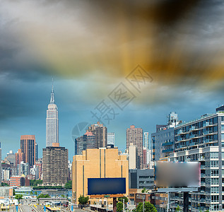 曼哈顿市中心天际 纽约州纽约市夏季帝国建筑旅行天空风景公园景观蓝色花园城市图片