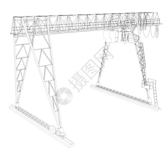甘特桥起重机绳索视角绘画机械铁路容量支撑电缆驾驶室草图图片