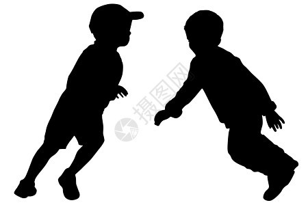 两个小男孩的休眠钟跑步孩子背景图片