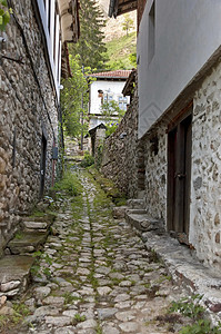 古代Melnik镇狭小的街道高清图片