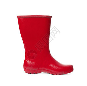 红色橡胶皮靴天气橡皮白色水坑衣服雨鞋园艺季节工作图片